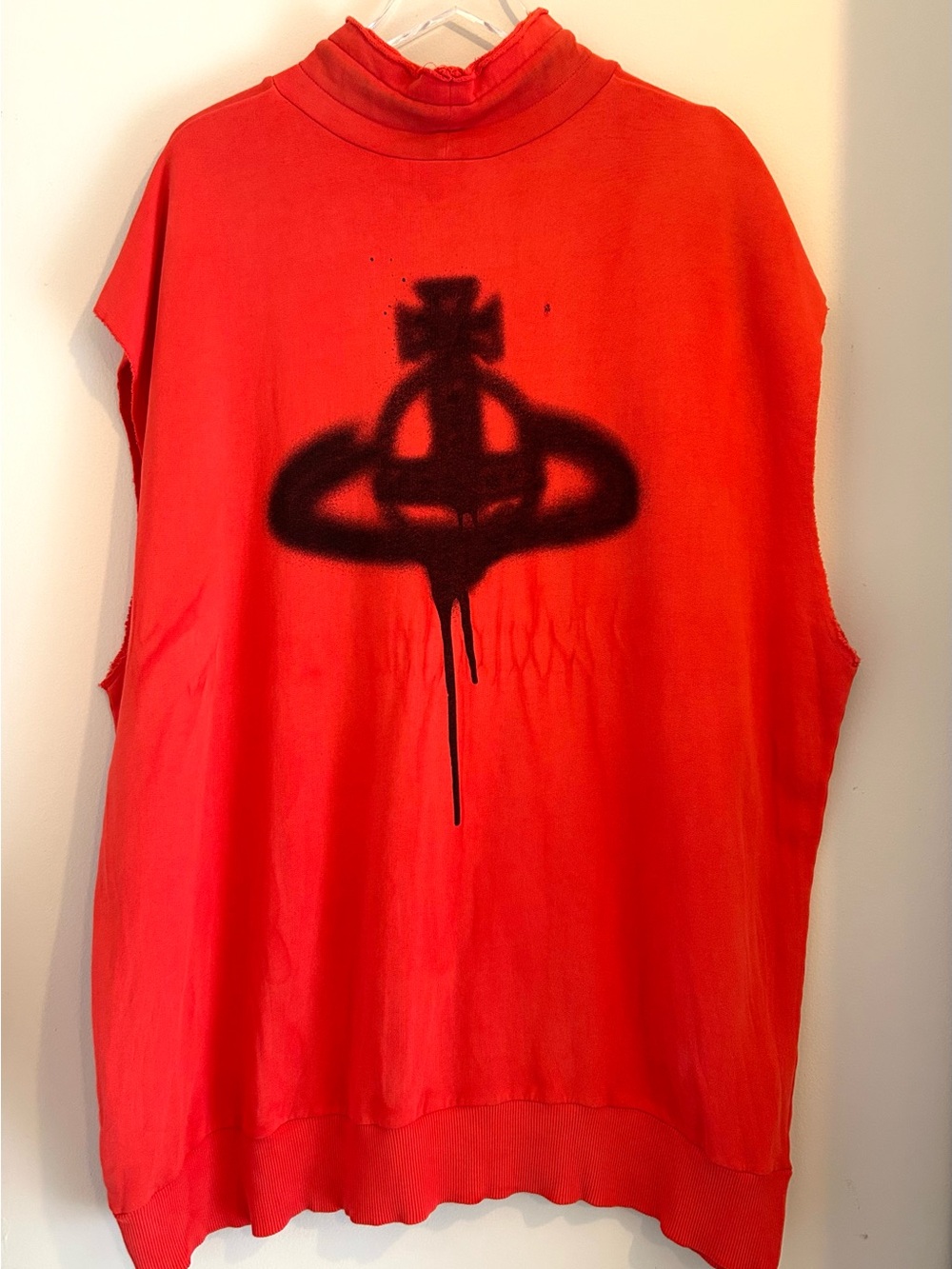 Vivienne Westwood Anglomania Spray Orb Cut Out Vest Hoodie Red Size S Rare